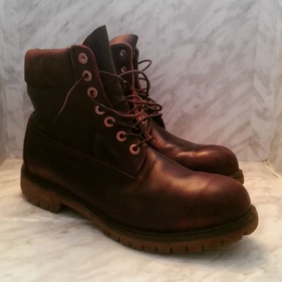Timberland Men's sz 11 M Brown Leather Padded Collar Boot Shoes Premium Heritage - Picture 2 of 6